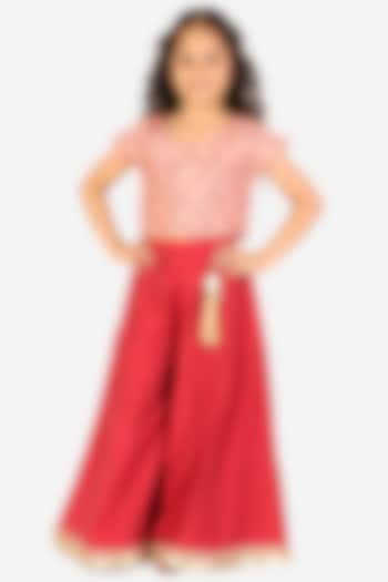 Pink Embroidered Pant Set For Girls by KID1 at Pernia's Pop Up Shop