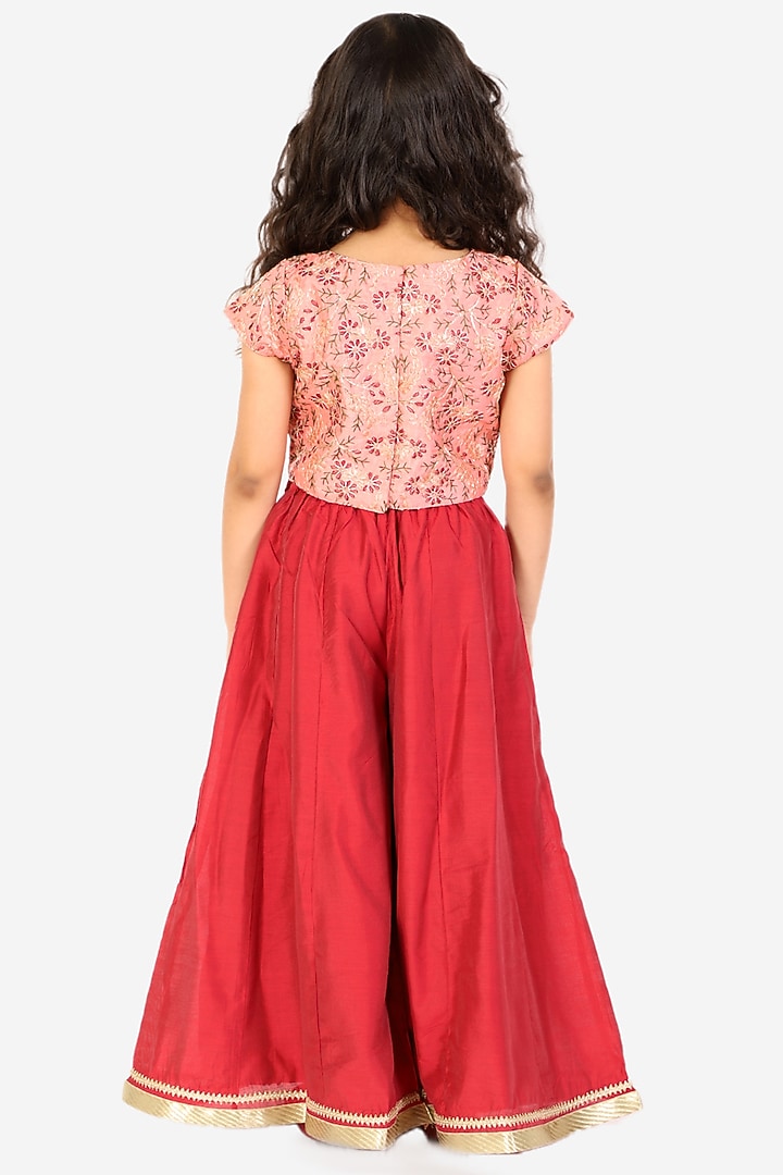 Pink Embroidered Pant Set For Girls by KID1 at Pernia's Pop Up Shop