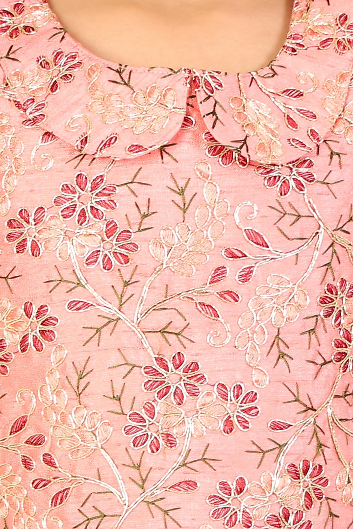 Pink Embroidered Pant Set For Girls by KID1 at Pernia's Pop Up Shop