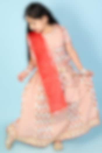 White & Red Printed Lehenga Set For Girls by KID1 at Pernia's Pop Up Shop