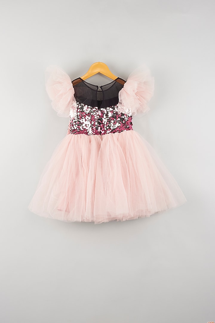 Pink Sequins Embroidered Dress For Girls by Kidilicious at Pernia's Pop Up Shop