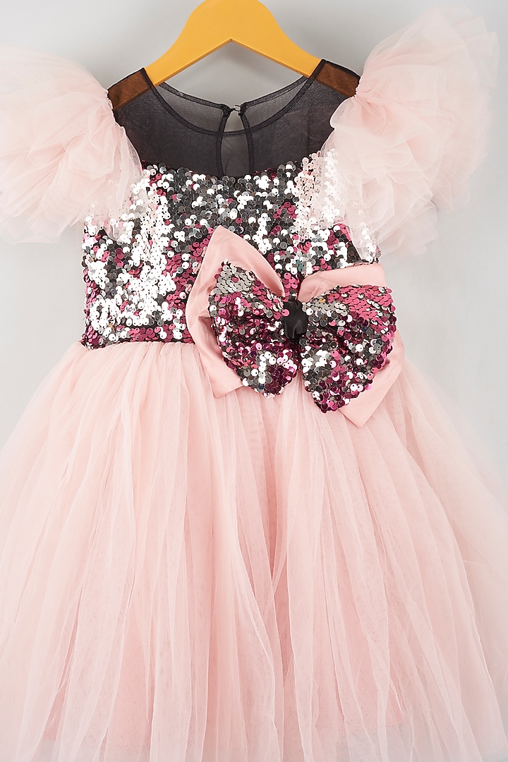 Pink Sequins Embroidered Dress For Girls by Kidilicious at Pernia's Pop Up Shop