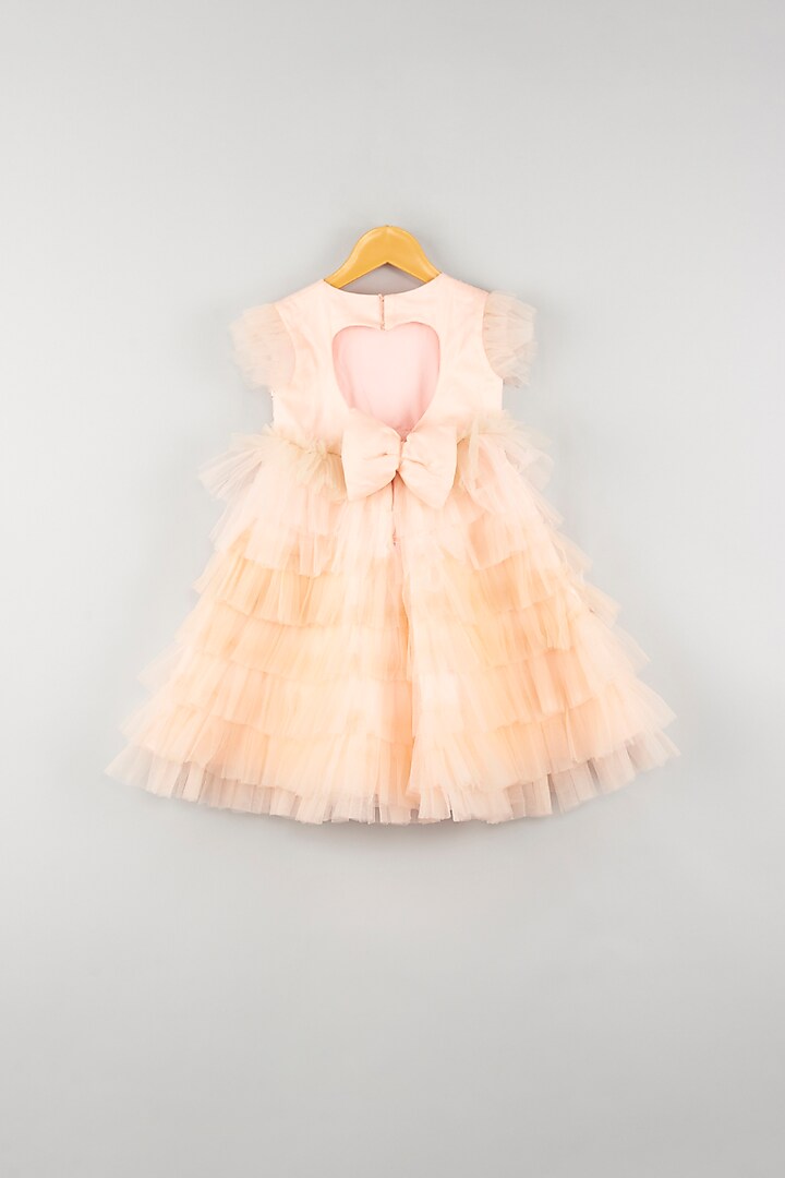Peach Floral Embroidered Dress For Girls by Kidilicious at Pernia's Pop Up Shop