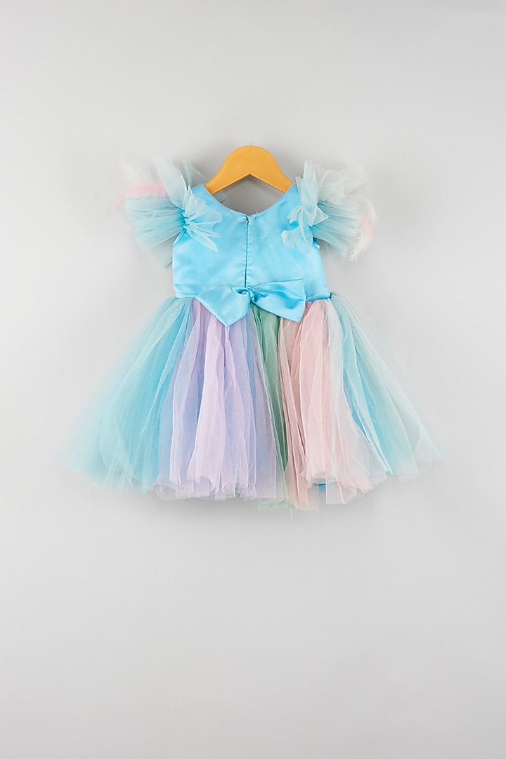 Blue Dress With Multi-Colored Panels For Girls by Kidilicious at Pernia's Pop Up Shop