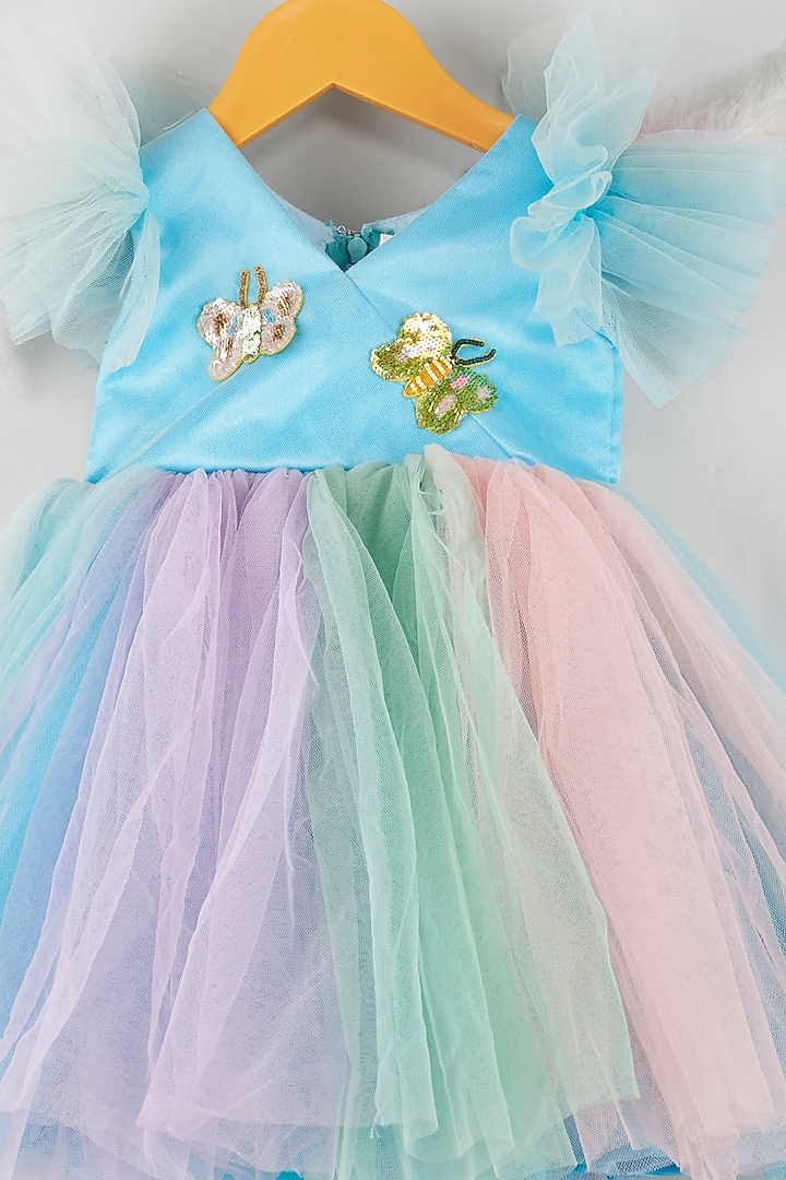 Blue Dress With Multi-Colored Panels For Girls by Kidilicious at Pernia's Pop Up Shop
