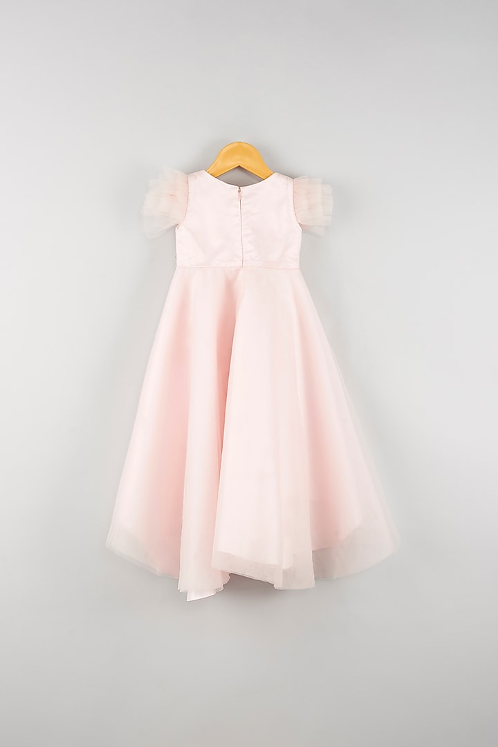 Pink Net Embroidered Dress For Girls by Kidilicious at Pernia's Pop Up Shop