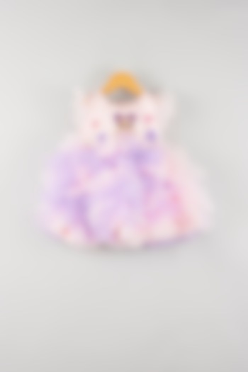 Pink & Purple Embroidered Dress For Girls by Kidilicious