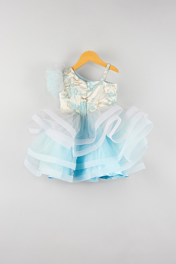 Blue One-Shoulder Dress For Girls by Kidilicious at Pernia's Pop Up Shop