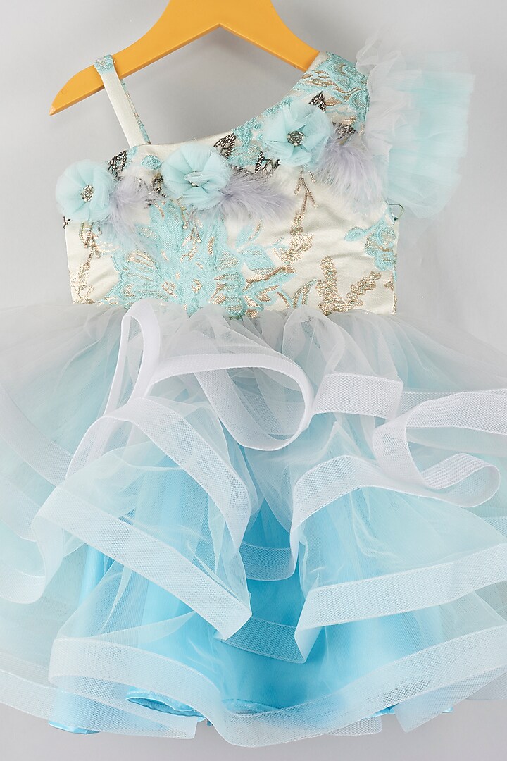 Blue One-Shoulder Dress For Girls by Kidilicious at Pernia's Pop Up Shop