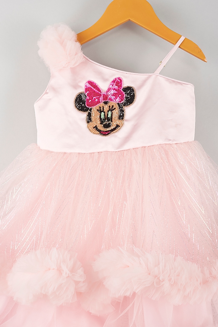 Pink Embroidered Ruffled Dress For Girls by Kidilicious at Pernia's Pop Up Shop