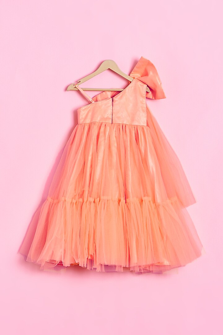 Orange Green Net Dress For Girls by Kidilicious at Pernia's Pop Up Shop