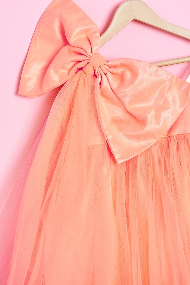 Orange Green Net Dress For Girls by Kidilicious at Pernia's Pop Up Shop