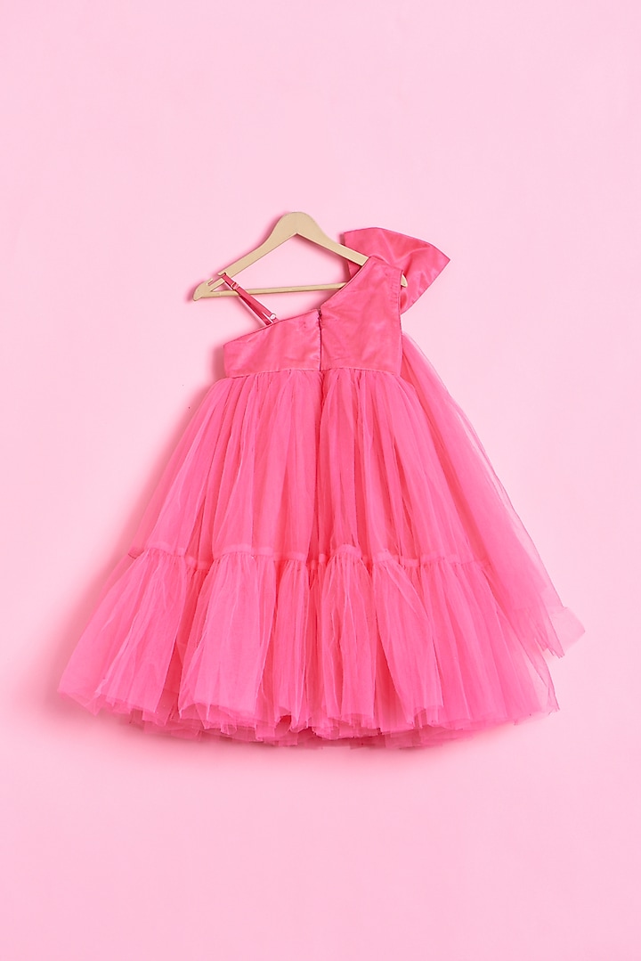 Neon Pink Net Dress For Girls by Kidilicious at Pernia's Pop Up Shop
