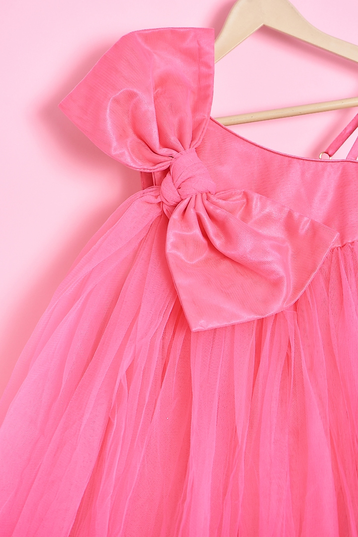 Neon Pink Net Dress For Girls by Kidilicious at Pernia's Pop Up Shop