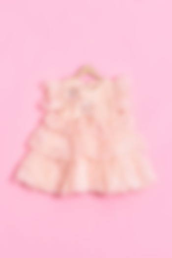 Peach Organza & Net Dress For Girls by Kidilicious