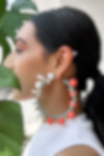 Multi-Colored Pearl & Shell Bead Embellished Handcrafted Hoop Earrings by KIHOY at Pernia's Pop Up Shop