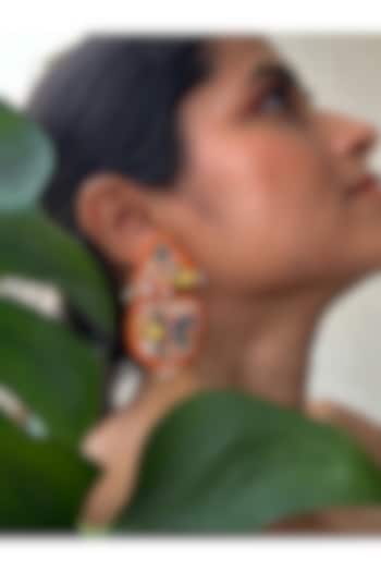 Multi-Colored Hand-Painted & Pearl Embellished Handcrafted Dangler Earrings by KIHOY at Pernia's Pop Up Shop