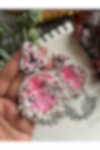 Pink Sequin & Mirror Embroidered Handcrafted Dangler Earrings by KIHOY at Pernia's Pop Up Shop