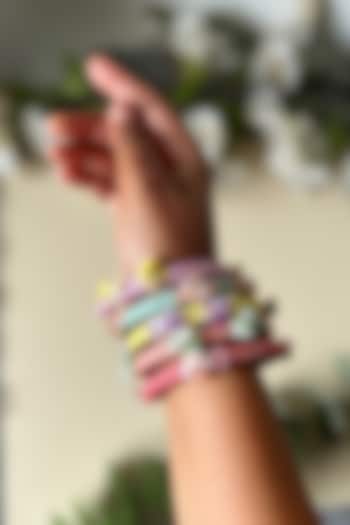 Multi-Colored Hand Embroidered Bangles (Set Of 5) by KIHOY at Pernia's Pop Up Shop