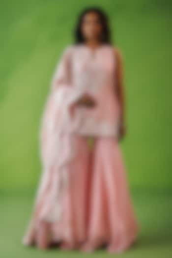 Baby Pink Chanderi Dori Embroidered Party Wear Sharara Set by Kisakshi Jaipur at Pernia's Pop Up Shop
