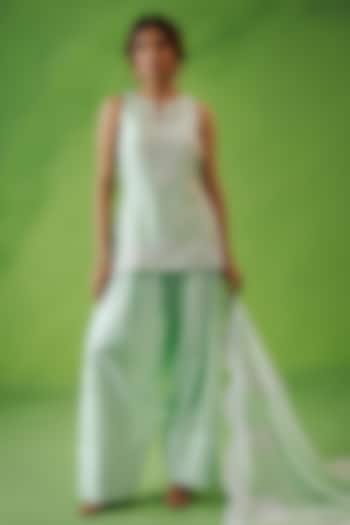 Mint Green Chanderi Dori Embroidered Kurta Set by Kisakshi Jaipur at Pernia's Pop Up Shop