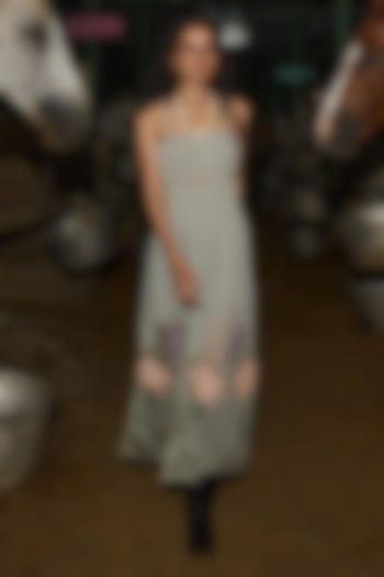 Sage Green Premium Crepe Panelled A-line Vacation Dress by Love Kiki at Pernia's Pop Up Shop