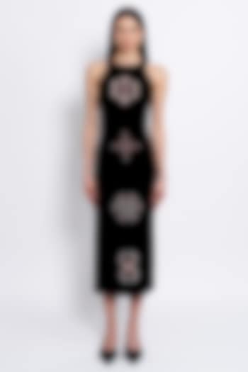 Black Premium Crepe & Shantoon Embroidered Vacation Dress by Love Kiki at Pernia's Pop Up Shop