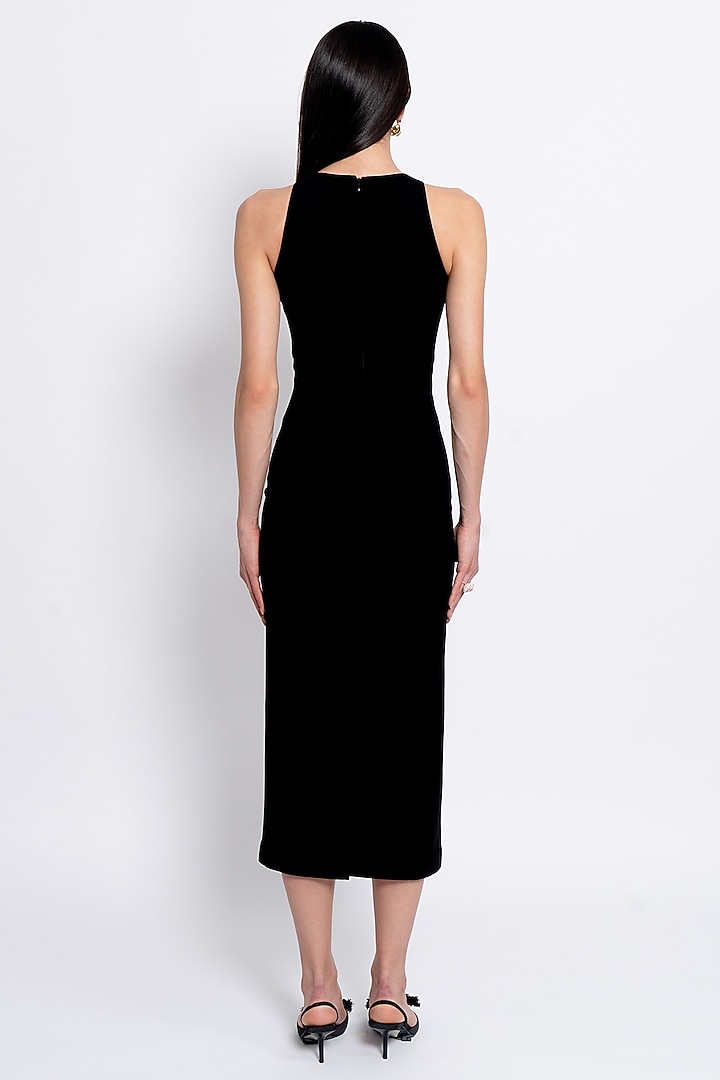 Black Premium Crepe & Shantoon Embroidered Vacation Dress by Love Kiki at Pernia's Pop Up Shop