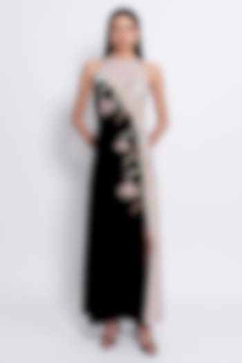 Black & Fawn Premium Crepe Embroidered Engagement Gown by Love Kiki at Pernia's Pop Up Shop