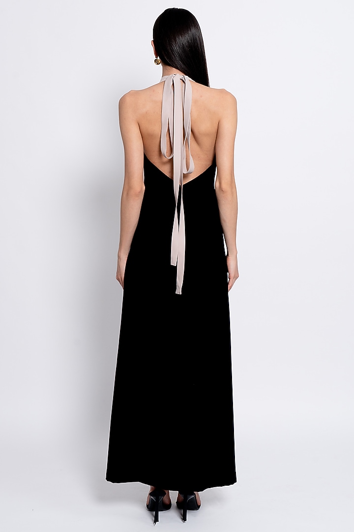 Black & Fawn Premium Crepe Embroidered Engagement Gown by Love Kiki at Pernia's Pop Up Shop