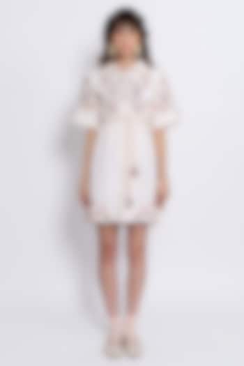 Ivory Tencel Hand Embroidered Vacation Shirt Dress by Love Kiki at Pernia's Pop Up Shop