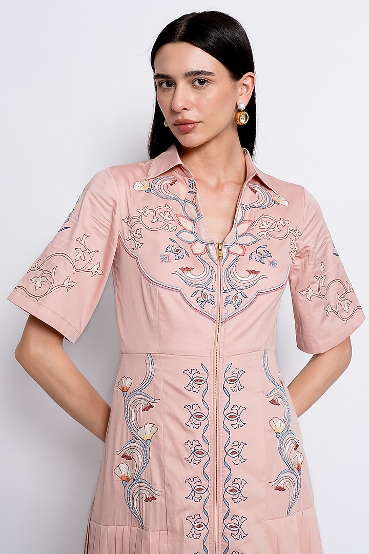 Pink Egyptian Cotton Embroidered Vacation Dress by Love Kiki at Pernia's Pop Up Shop