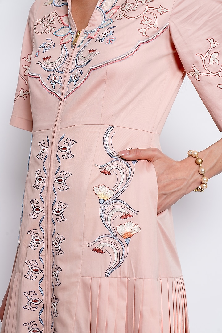 Pink Egyptian Cotton Embroidered Vacation Dress by Love Kiki at Pernia's Pop Up Shop