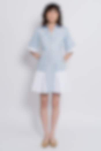 Powder Blue Egyptian Cotton Embroidered Vacation Shirt Dress by Love Kiki at Pernia's Pop Up Shop
