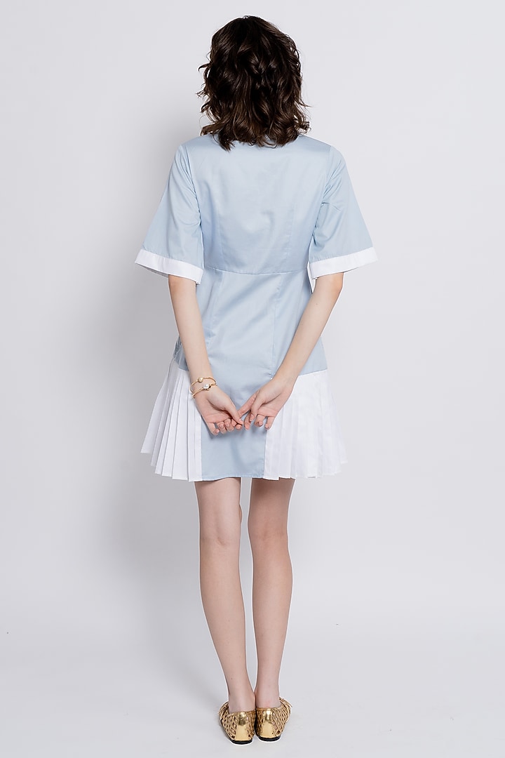 Powder Blue Egyptian Cotton Embroidered Vacation Shirt Dress by Love Kiki at Pernia's Pop Up Shop