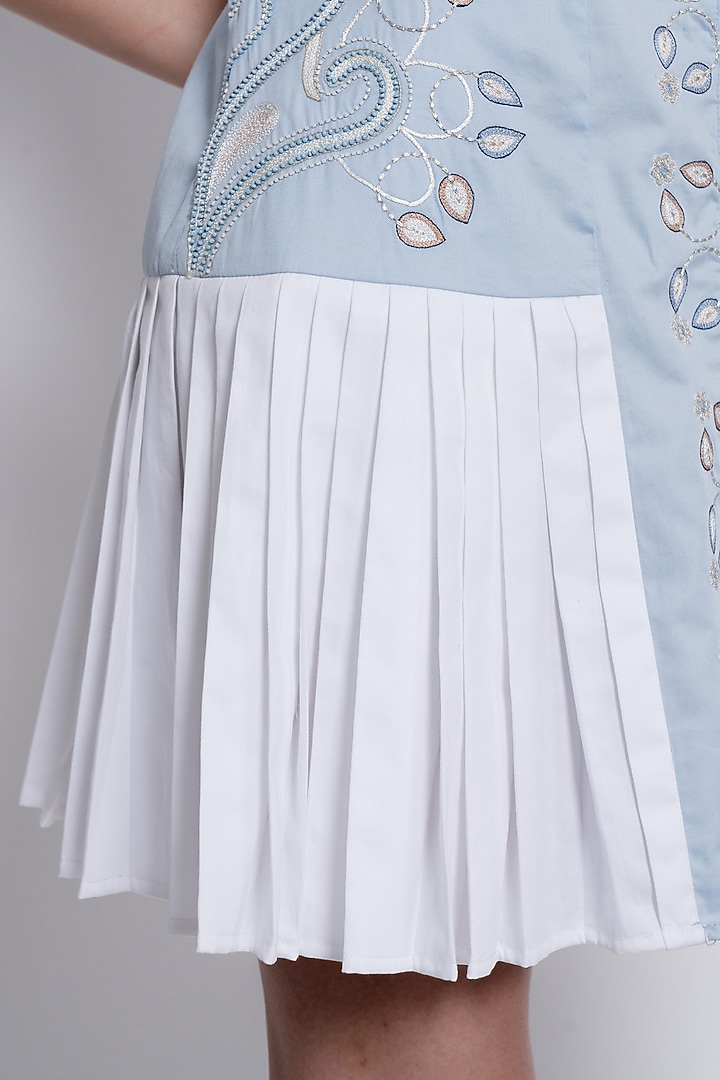Powder Blue Egyptian Cotton Embroidered Vacation Shirt Dress by Love Kiki at Pernia's Pop Up Shop