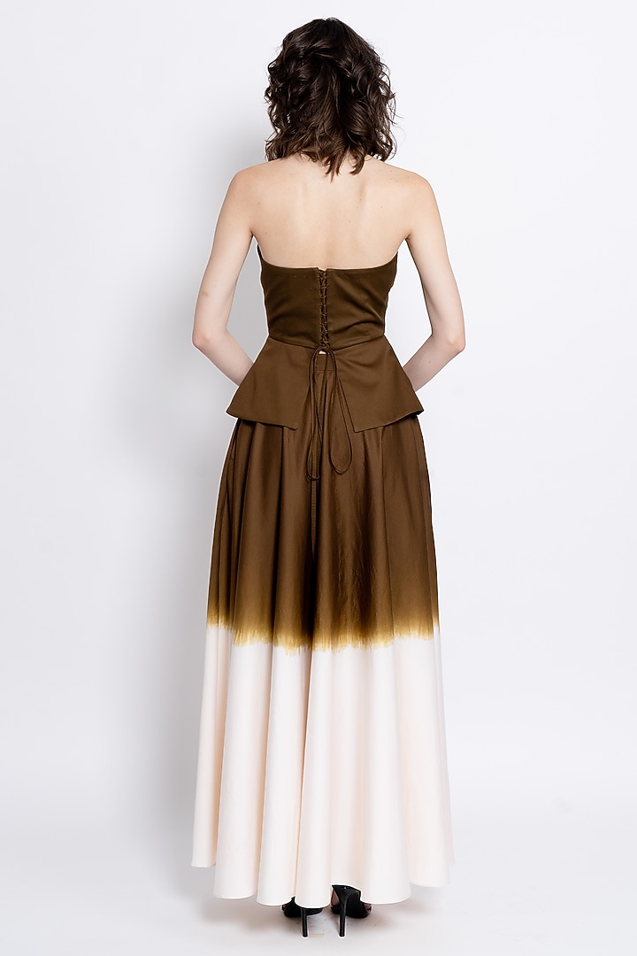 Deep Brown & Ivory Egyptian Cotton Ombre Skirt Set by Love Kiki at Pernia's Pop Up Shop