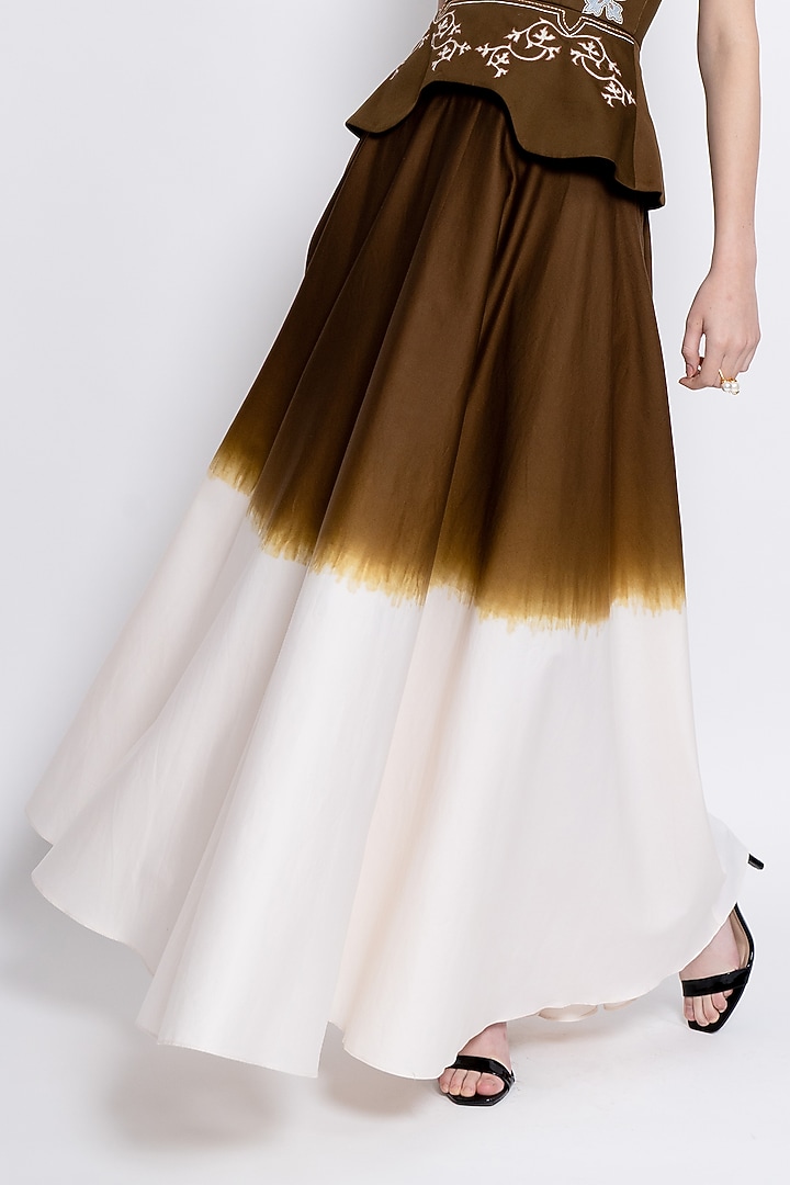 Deep Brown & Ivory Egyptian Cotton Ombre Skirt Set by Love Kiki at Pernia's Pop Up Shop
