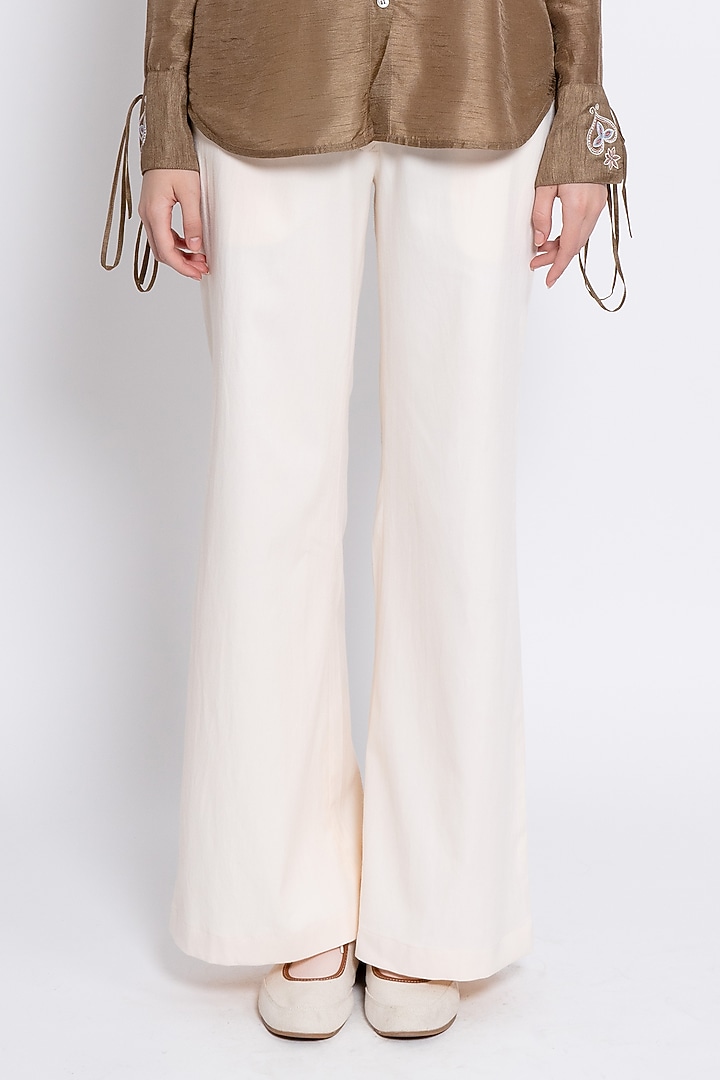 Brown & Ivory Viscose Embroidered Co-Ord Set by Love Kiki at Pernia's Pop Up Shop