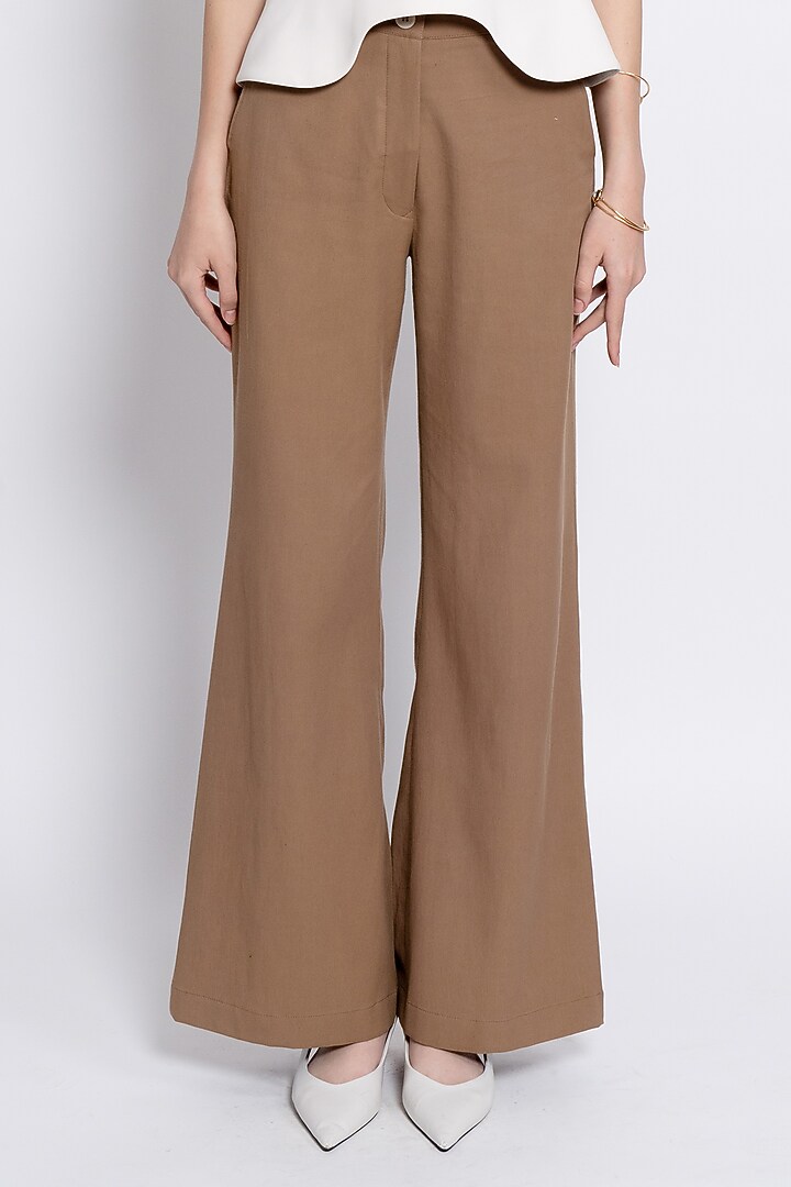 Ivory & Brown Premium Crepe Embroidered Co-Ord Set by Love Kiki at Pernia's Pop Up Shop