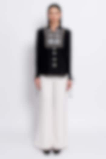 Black & Ivory Viscose Embroidered Co-Ord Set by Love Kiki at Pernia's Pop Up Shop