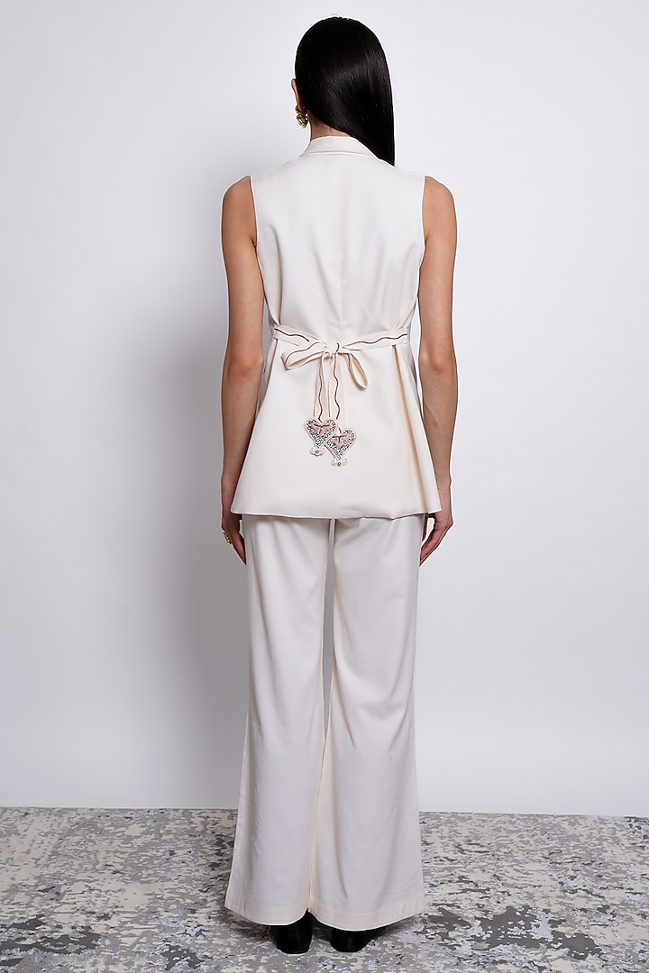 Ivory Tencel Embroidered Blazer Set by Love Kiki at Pernia's Pop Up Shop