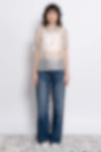 Ivory Silk Organza Embroidered Shirt by Love Kiki at Pernia's Pop Up Shop