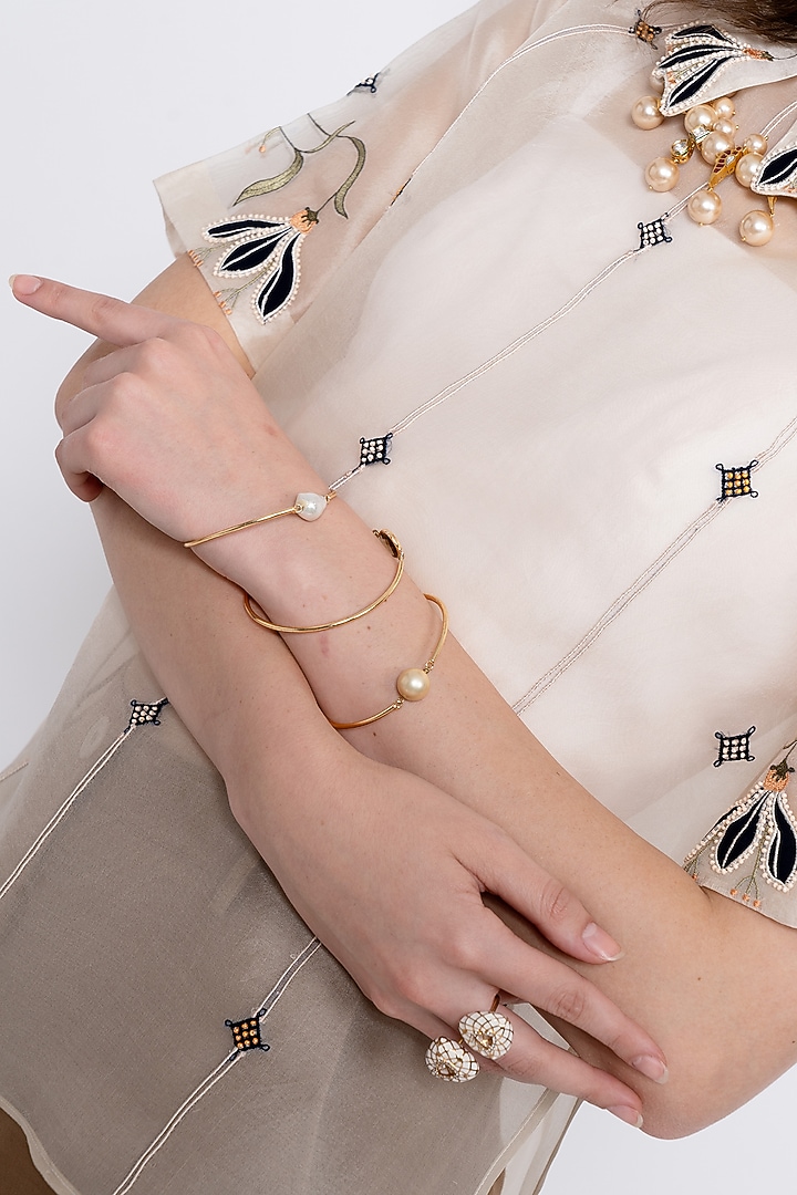Ivory Silk Organza Embroidered Shirt by Love Kiki at Pernia's Pop Up Shop