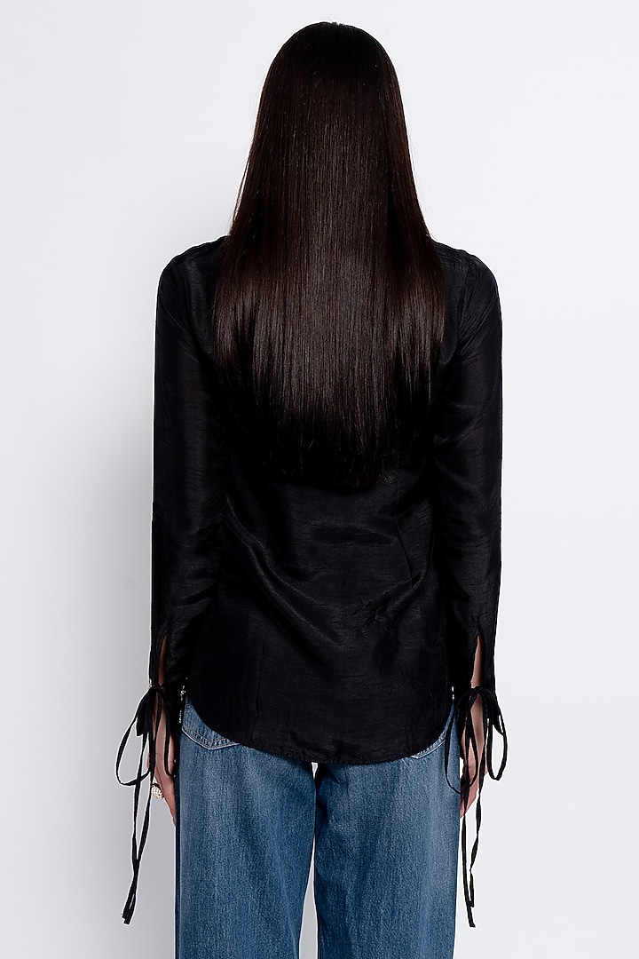 Black Viscose Embroidered Shirt by Love Kiki at Pernia's Pop Up Shop