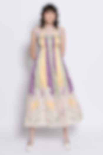 Multi-Colored Viscose Satin Floral Embroidered Vacation Dress by Love Kiki at Pernia's Pop Up Shop