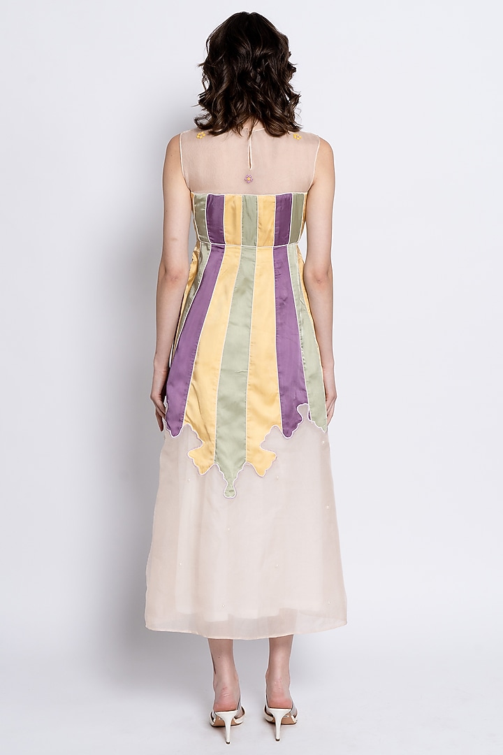 Multi-Colored Viscose Satin Floral Embroidered Vacation Dress by Love Kiki at Pernia's Pop Up Shop