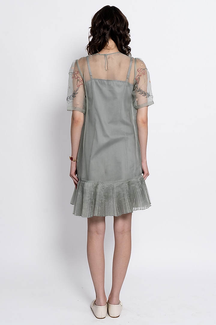 Sage Green Silk Organza Bead Embroidered Vacation Dress by Love Kiki at Pernia's Pop Up Shop