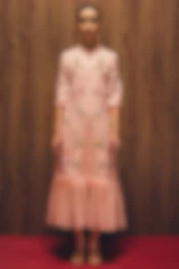 Pink Satin Organza & Organza Embroidered A-Line Vacation Dress by Love Kiki at Pernia's Pop Up Shop