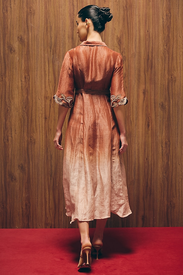 Rosewood Silk Linen Hand & Machine Embroidered Vacation Dress by Love Kiki at Pernia's Pop Up Shop